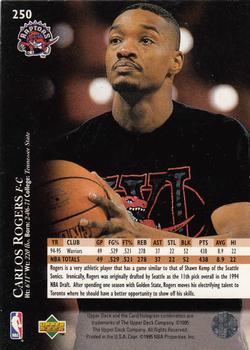 1995-96 Upper Deck - Electric Court Gold #250 Carlos Rogers Back