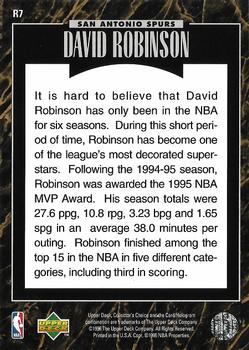 1995-96 Upper Deck - Predictors Exchange: Player of the Month #R7 David Robinson Back