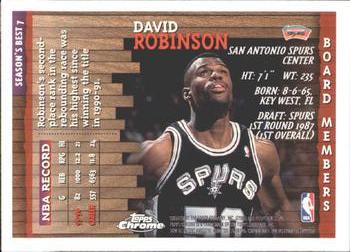 1996-97 Topps Chrome - Season's Best #7 David Robinson Back