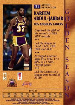1996-97 Topps Stars - Finest Atomic Refractors #51 Kareem Abdul-Jabbar Back
