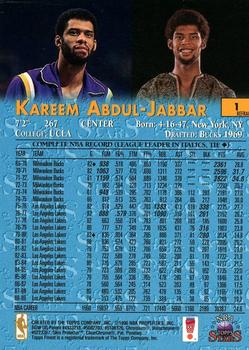 1996-97 Topps Stars - Finest Refractors #1 Kareem Abdul-Jabbar Back