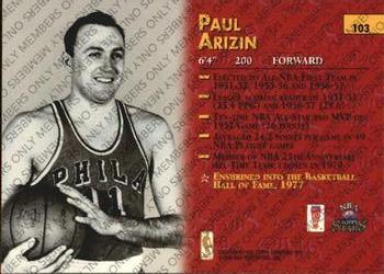 1996-97 Topps Stars - Members Only #103 Paul Arizin Back
