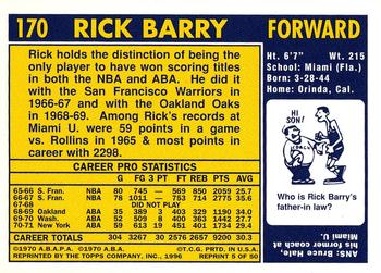 1996-97 Topps Stars - Reprint Autographs #5 Rick Barry Back