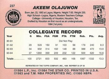 1996-97 Topps Stars - Reprints #33 Hakeem Olajuwon Back