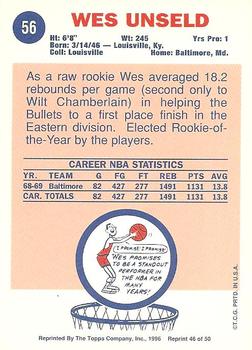 1996-97 Topps Stars - Reprints #46 Wes Unseld Back