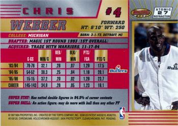 1996-97 Bowman's Best - Atomic Refractors #27 Chris Webber Back