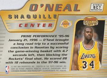 1996-97 Bowman's Best - Cuts Atomic Refractors #BC7 Shaquille O'Neal Back