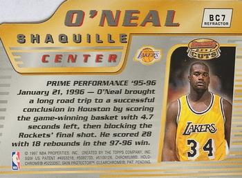 1996-97 Bowman's Best - Cuts Refractors #BC7 Shaquille O'Neal Back