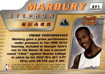 1996-97 Bowman's Best - Picks Refractors #BP1 Stephon Marbury Back