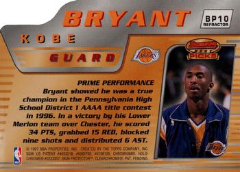 1996-97 Bowman's Best - Picks Refractors #BP10 Kobe Bryant Back
