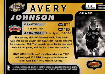 1996-97 Bowman's Best - Refractors #TB1 Avery Johnson Back