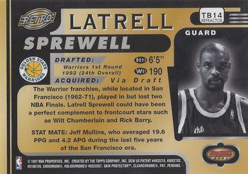 1996-97 Bowman's Best - Refractors #TB14 Latrell Sprewell Back