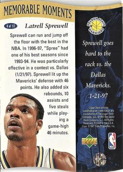 1996-97 Collector's Choice - Memorable Moments #4 Latrell Sprewell Back
