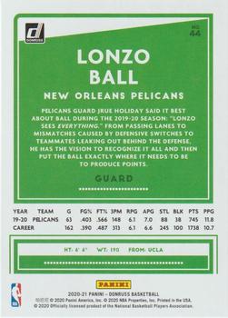 2020-21 Donruss #44 Lonzo Ball Back