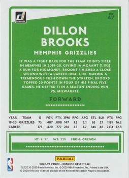 2020-21 Donruss #47 Dillon Brooks Back