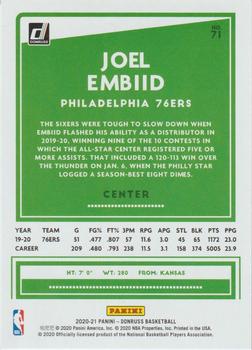 2020-21 Donruss #71 Joel Embiid Back