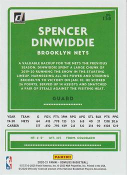2020-21 Donruss #138 Spencer Dinwiddie Back