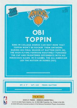 2020-21 Donruss #229 Obi Toppin Back