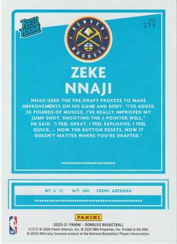 2020-21 Donruss #236 Zeke Nnaji Back