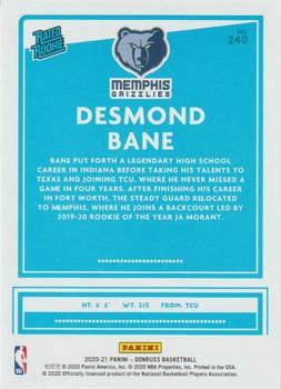 2020-21 Donruss #240 Desmond Bane Back