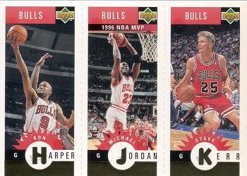 1996-97 Collector's Choice Chicago Bulls #B1 Ron Harper / Michael Jordan / Steve Kerr Front