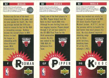 1996-97 Collector's Choice Chicago Bulls #B2 Toni Kukoc / Scottie Pippen / Dennis Rodman Back