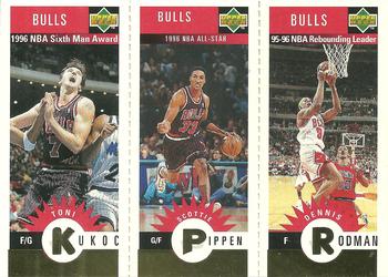 1996-97 Collector's Choice Chicago Bulls #B2 Toni Kukoc / Scottie Pippen / Dennis Rodman Front