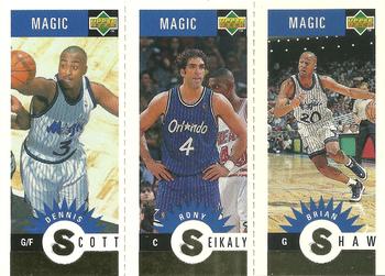 1996-97 Collector's Choice Orlando Magic #M2 Dennis Scott / Rony Seikaly / Brian Shaw Front