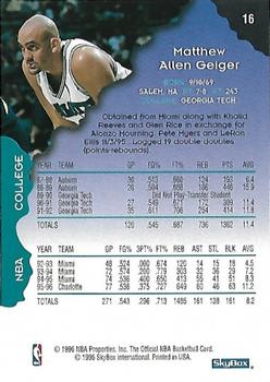 1996-97 Hoops - Silver #16 Matt Geiger Back