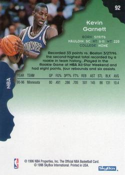 1996-97 Hoops - Silver #92 Kevin Garnett Back