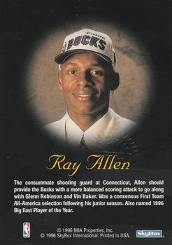 1996-97 SkyBox Premium - Autographics Blue Ink #NNO Ray Allen Back
