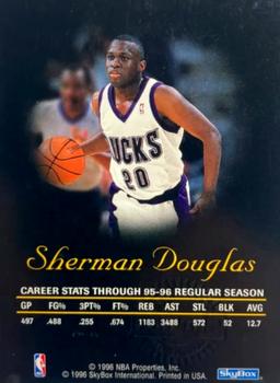 1996-97 SkyBox Premium - Autographics Blue Ink #NNO Sherman Douglas Back