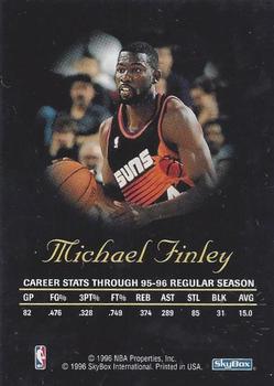 1996-97 SkyBox Premium - Autographics Blue Ink #NNO Michael Finley Back