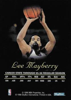 1996-97 SkyBox Premium - Autographics Blue Ink #NNO Lee Mayberry Back