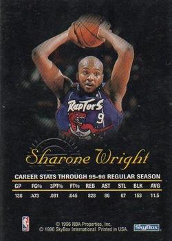 1996-97 SkyBox Premium - Autographics Blue Ink #NNO Sharone Wright Back