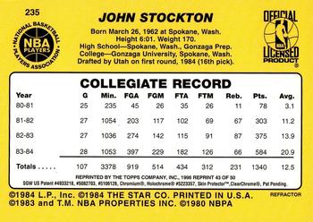 1996-97 Topps - Finest Reprints Refractor #43 John Stockton Back