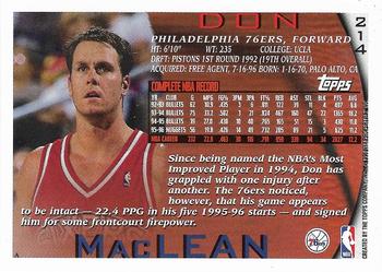 1996-97 Topps - NBA at 50 #214 Don MacLean Back