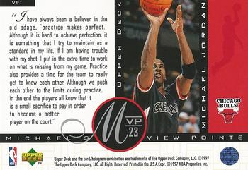 1996 Upper Deck Michael Jordan Michael's Viewpoints 3x5 #VP1 Michael Jordan Back