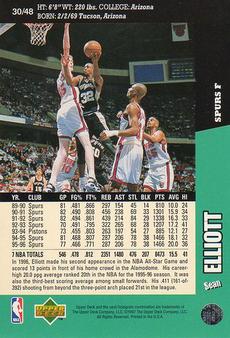 1996-97 Collector's Choice Cardzillion/Folz Mini #30 Sean Elliott Back