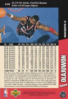 1996-97 Collector's Choice Cardzillion/Folz Mini #6 Hakeem Olajuwon Back