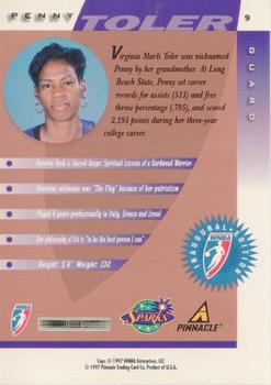 1997 Pinnacle Inside WNBA - Court Collection #9 Penny Toler Back
