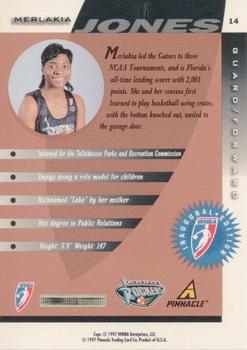 1997 Pinnacle Inside WNBA - Court Collection #14 Merlakia Jones Back