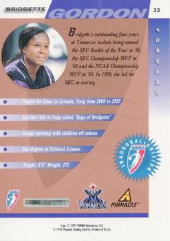 1997 Pinnacle Inside WNBA - Court Collection #33 Bridgette Gordon Back