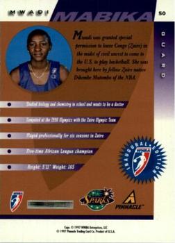 1997 Pinnacle Inside WNBA - Court Collection #50 Mwadi Mabika Back