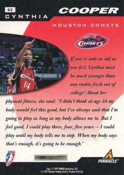 1997 Pinnacle Inside WNBA - Court Collection #62 Cynthia Cooper Back