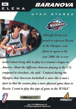 1997 Pinnacle Inside WNBA - Executive Collection #64 Elena Baranova Back