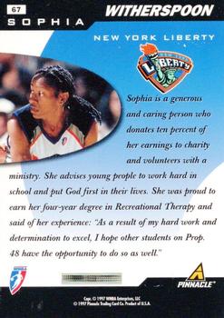 1997 Pinnacle Inside WNBA - Executive Collection #67 Sophia Witherspoon Back
