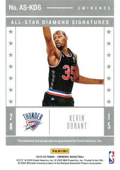 2019-20 Panini Eminence - All-Star Diamond Signatures Gold #AS-KD6 Kevin Durant Back