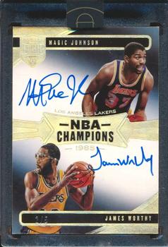 2019-20 Panini Eminence - NBA Champions Dual Autographs #NBC-MJ James Worthy / Magic Johnson Front