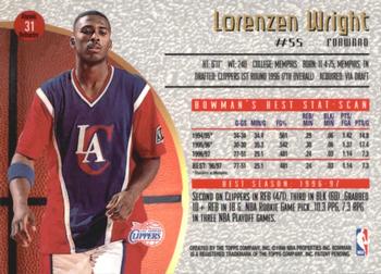1997-98 Bowman's Best - Atomic Refractors #31 Lorenzen Wright Back